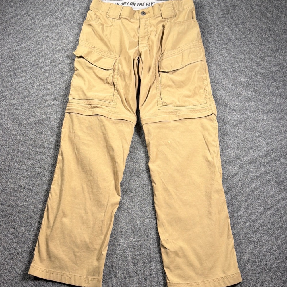 Duluth Trading Dry On The Fly Convertible Cargo Pants Mens 34x32 Tan Relaxed Fit